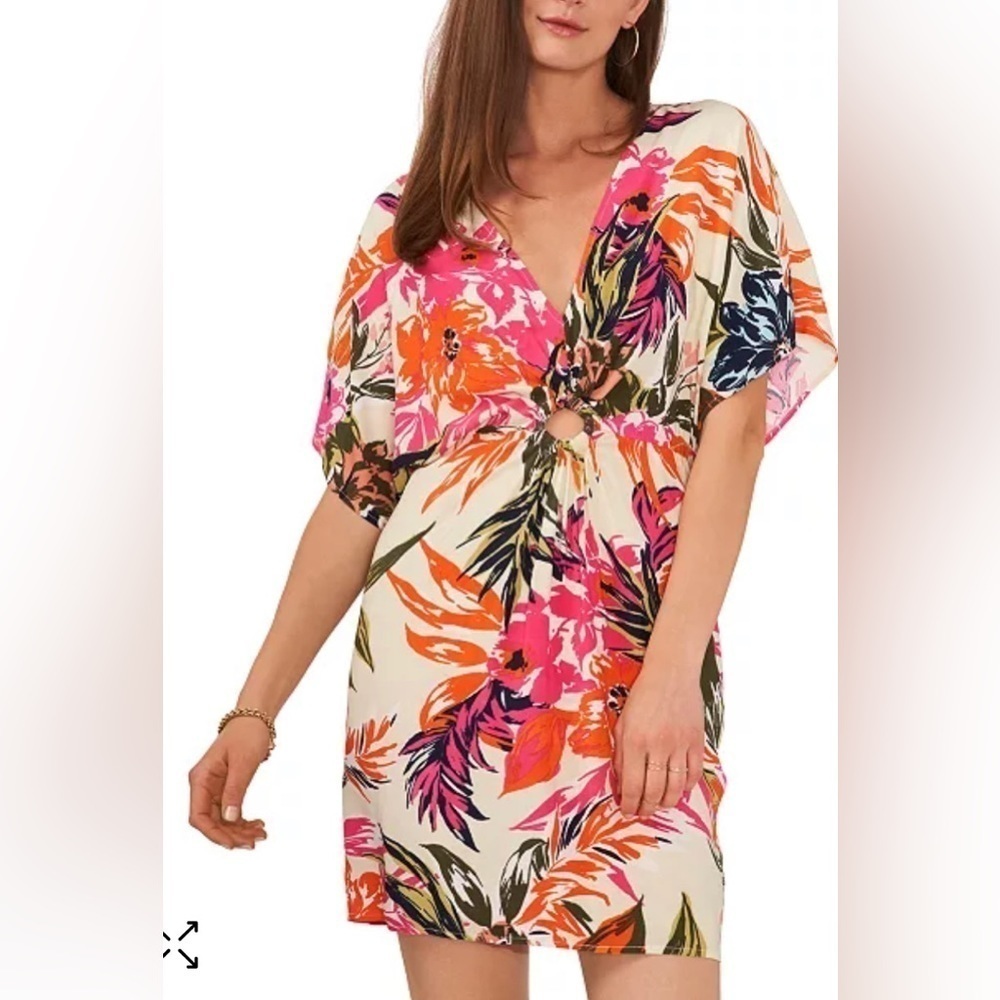 Nwt 1. State Size L Printed O-Ring Cover-Up Dress‎